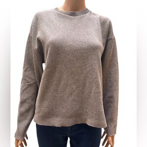 Zara Women's Heathered Gray Crew Neck Sweater